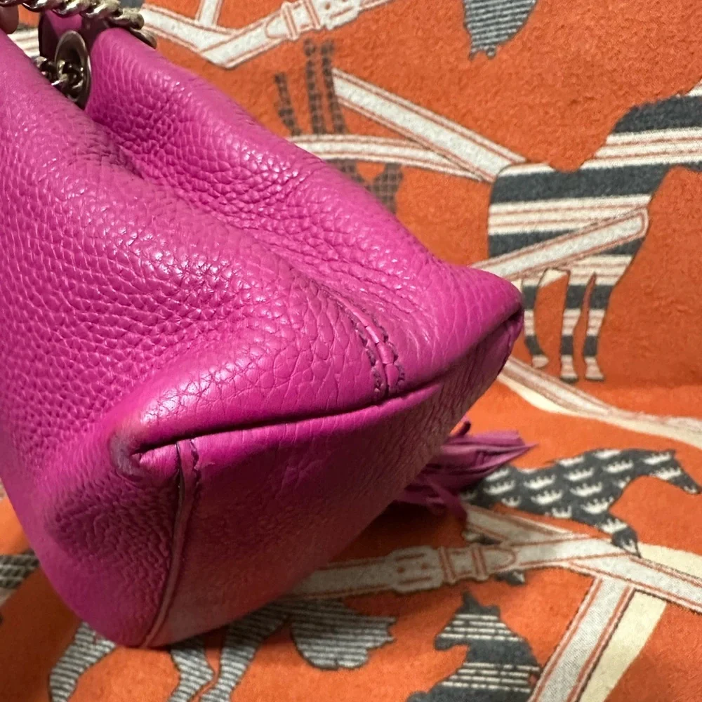 GUCCI ❤️🌟SOHO MAGENTA PEBBLED LEATHER TOTE⭐️ - Picture 7 of 15